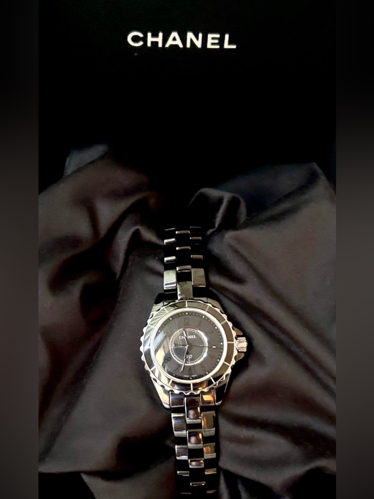 Chanel J12 Black Ceramic 33mm Watch Steel Bezel Quartz Box Papers Authentic